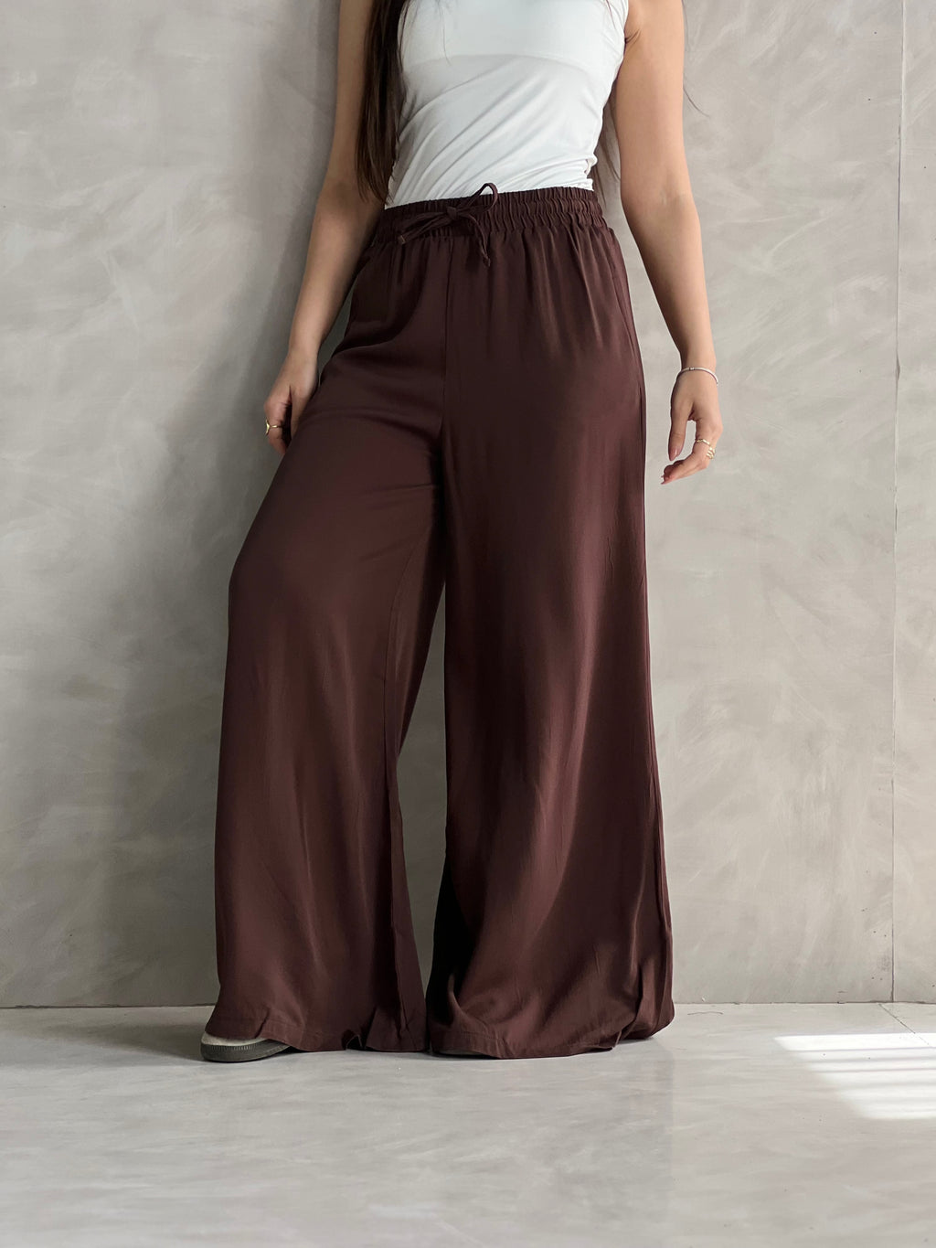To-Go Summer Wide-Leg Linen Pants- Brown