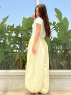 Oversized Balloon Pants-Yellow