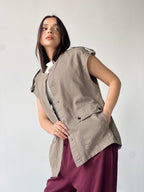 Oversized Long Cargo Vest –Olive