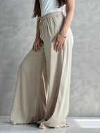 To-Go Summer Wide-Leg Linen Pants-Biege