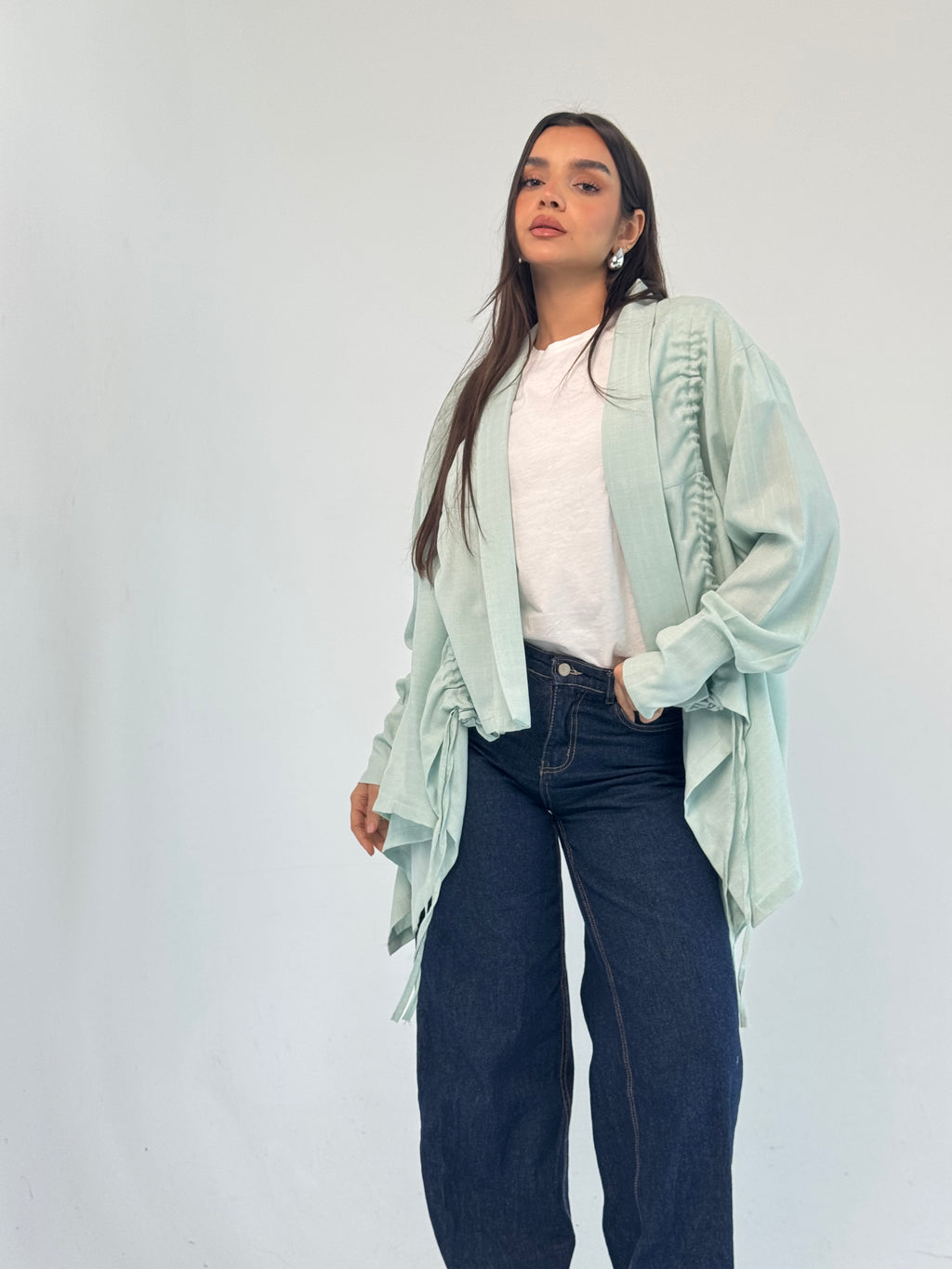 Fingers Linen Kimono- Mint