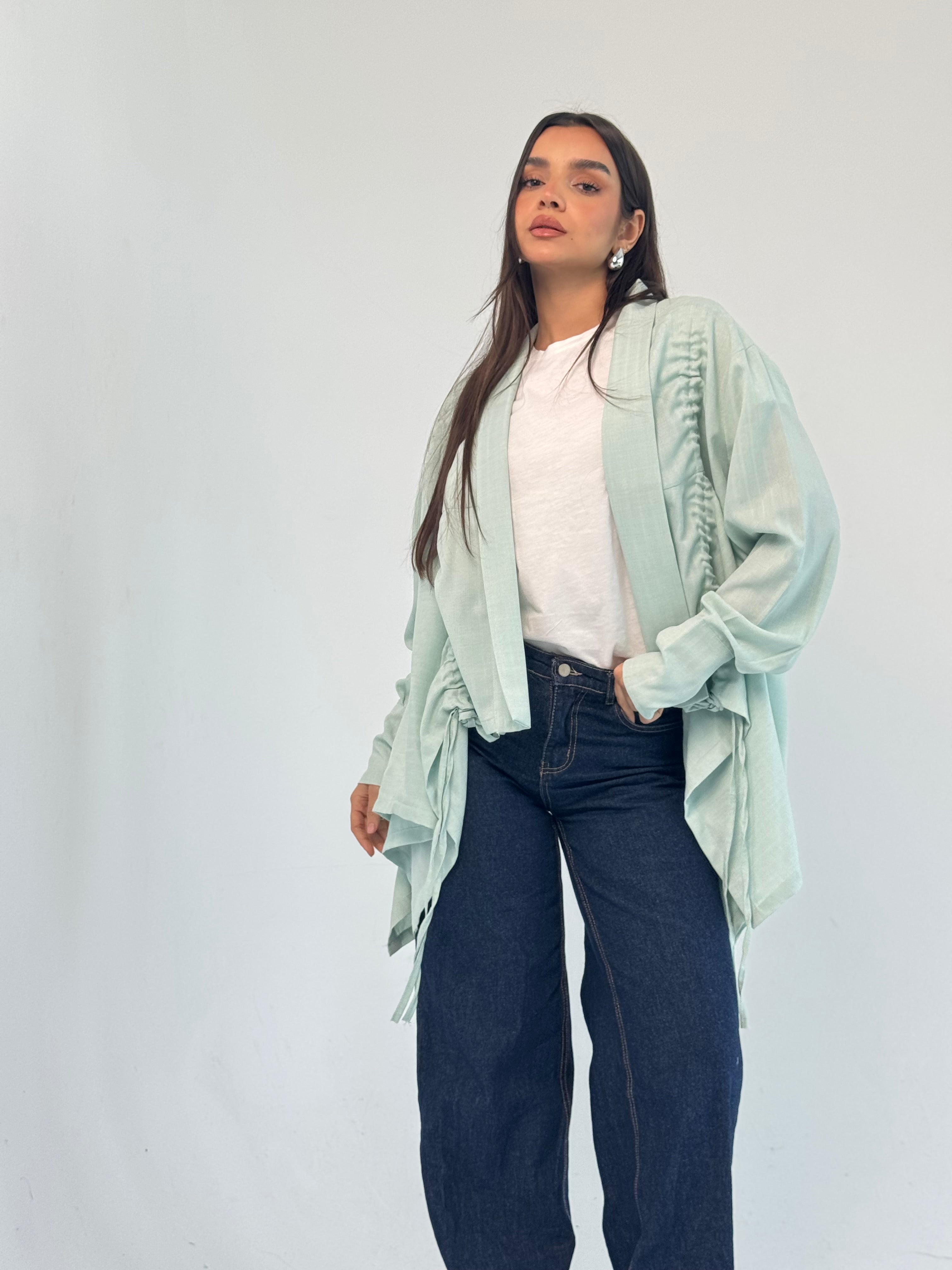 Fingers Linen Kimono- Mint