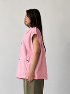 Oversized Long Cargo Vest – Pink