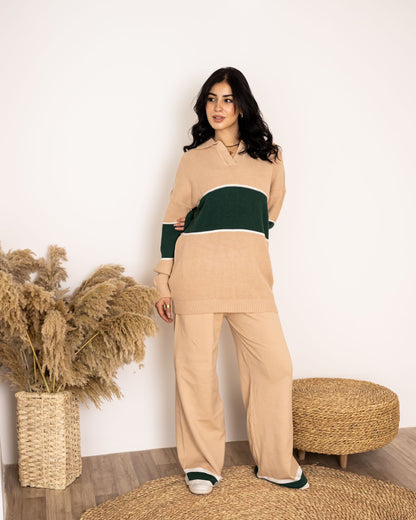 knitted set Biege X Green