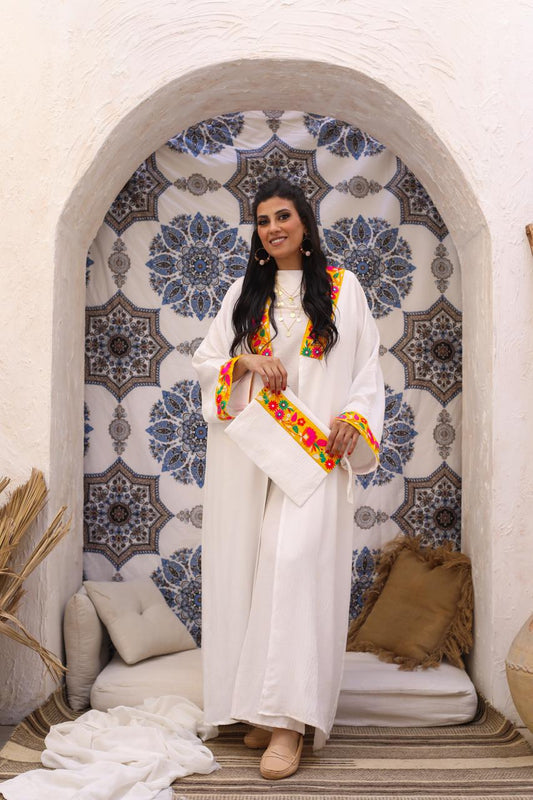 white linen kaftan
