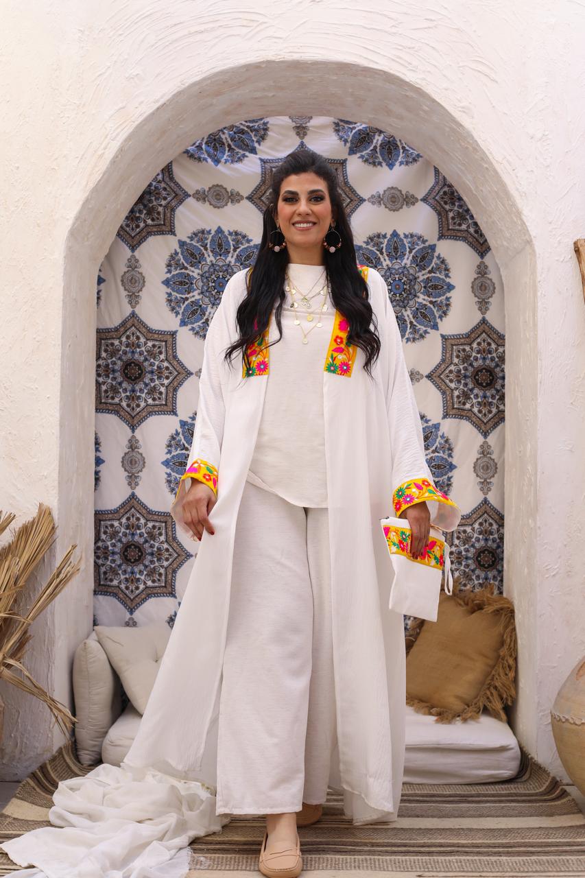 white linen kaftan