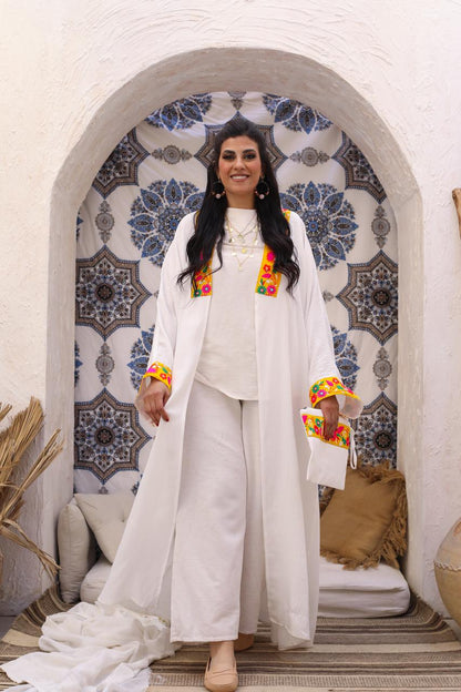 white linen kaftan