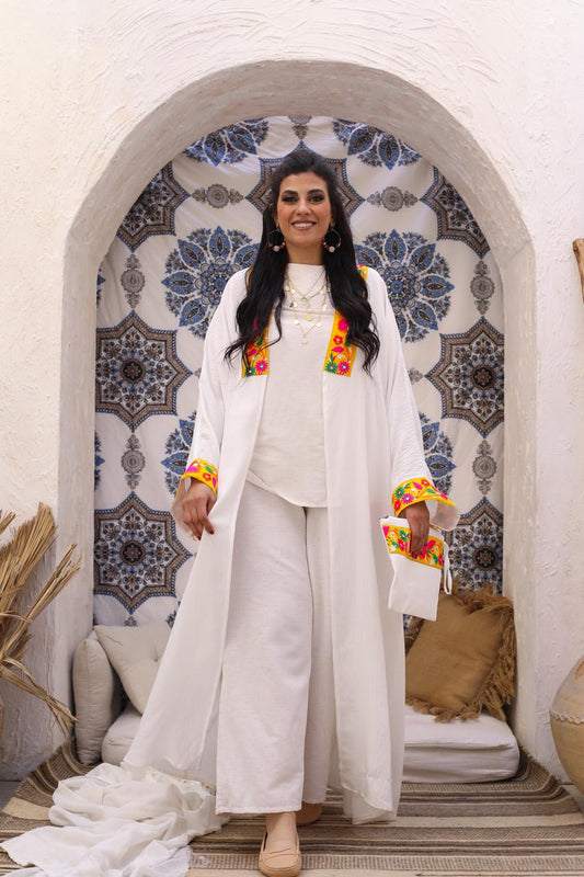 white linen kaftan