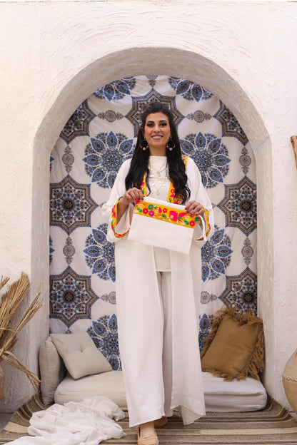 white linen kaftan