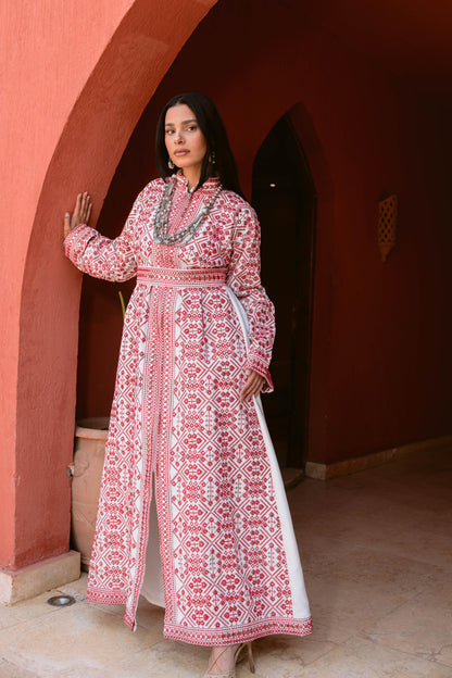 Luxurious Handcrafted Embroidered Kaftan-red