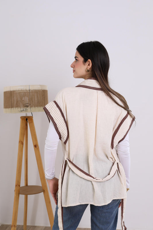 Short sleeves kimono brown