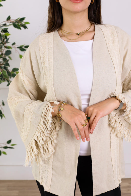 Embroidery kimono- pure linen guper