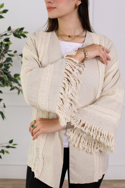 Embroidery kimono- pure linen guper