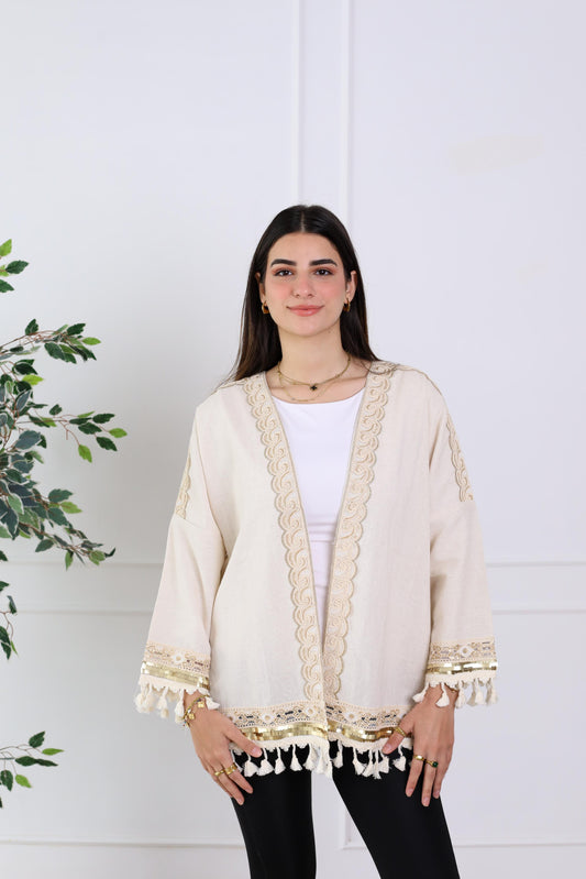 Embroidery kimono- pure linen