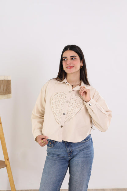 Heart denim jacket- Handmade