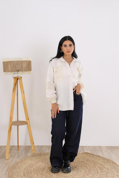 Linen shirt- long sleeves- offwithe