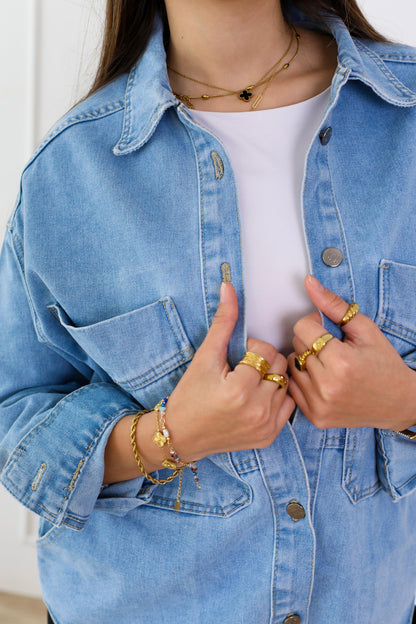 Essential Everyday Denim Jacket with Pockets - light blue