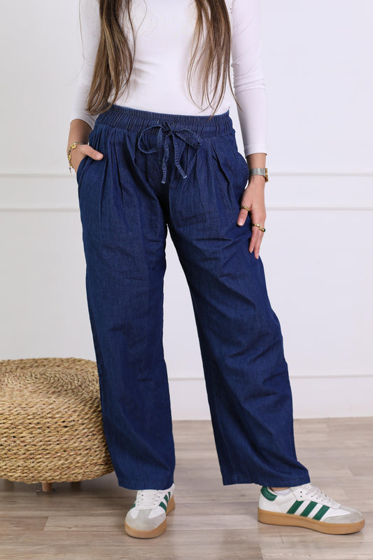 Everyday denim pants-dark blue