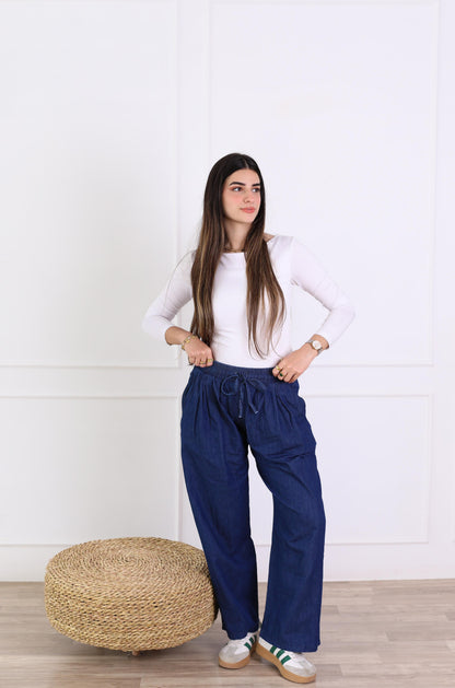 Everyday denim pants-dark blue
