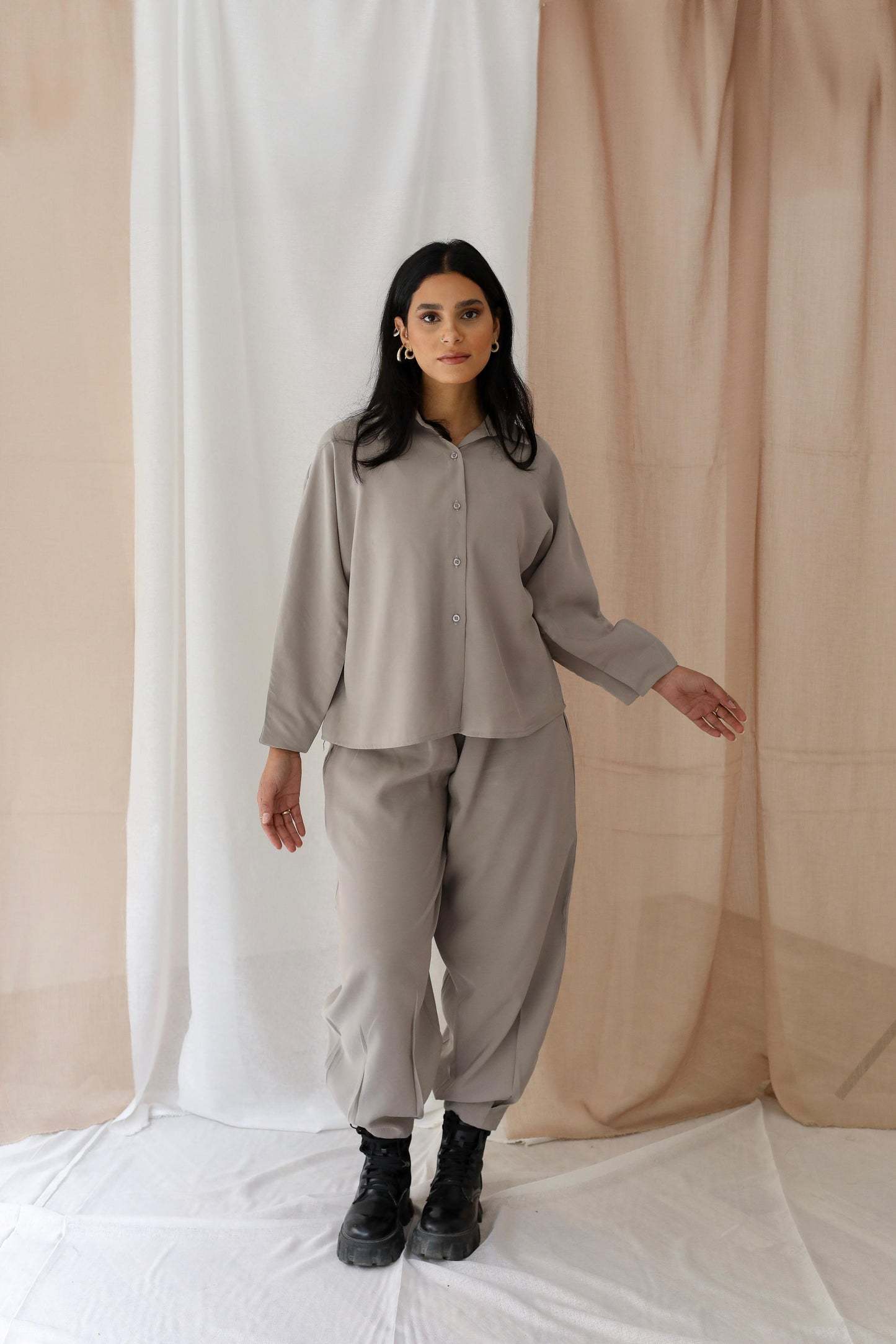 Minimalist Luxe Relaxed Set-oversized- Grey