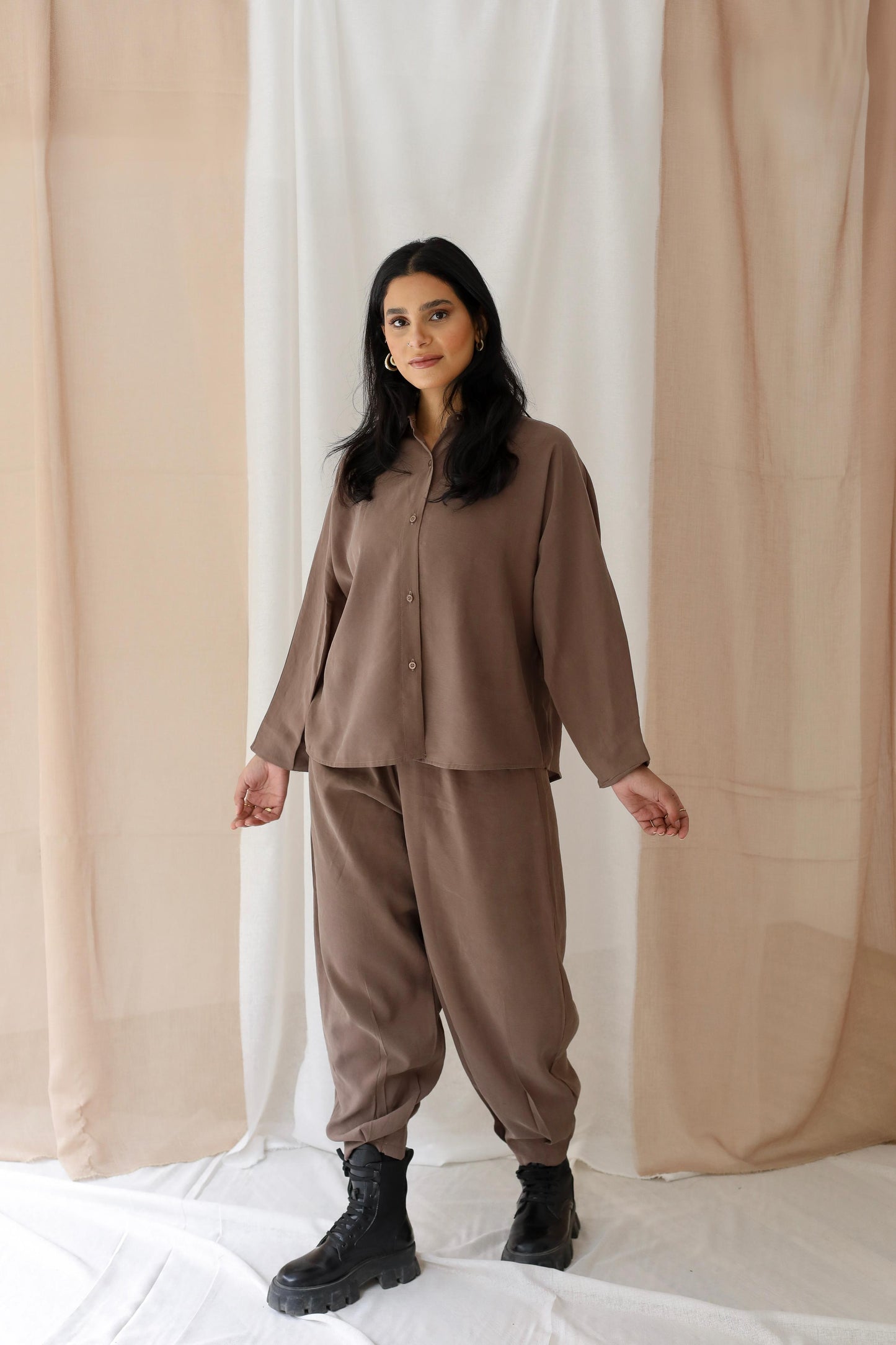 Minimalist Luxe Relaxed Set-oversized- Brown