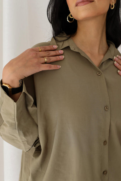 Minimalist Luxe Relaxed Set-oversized- Olive