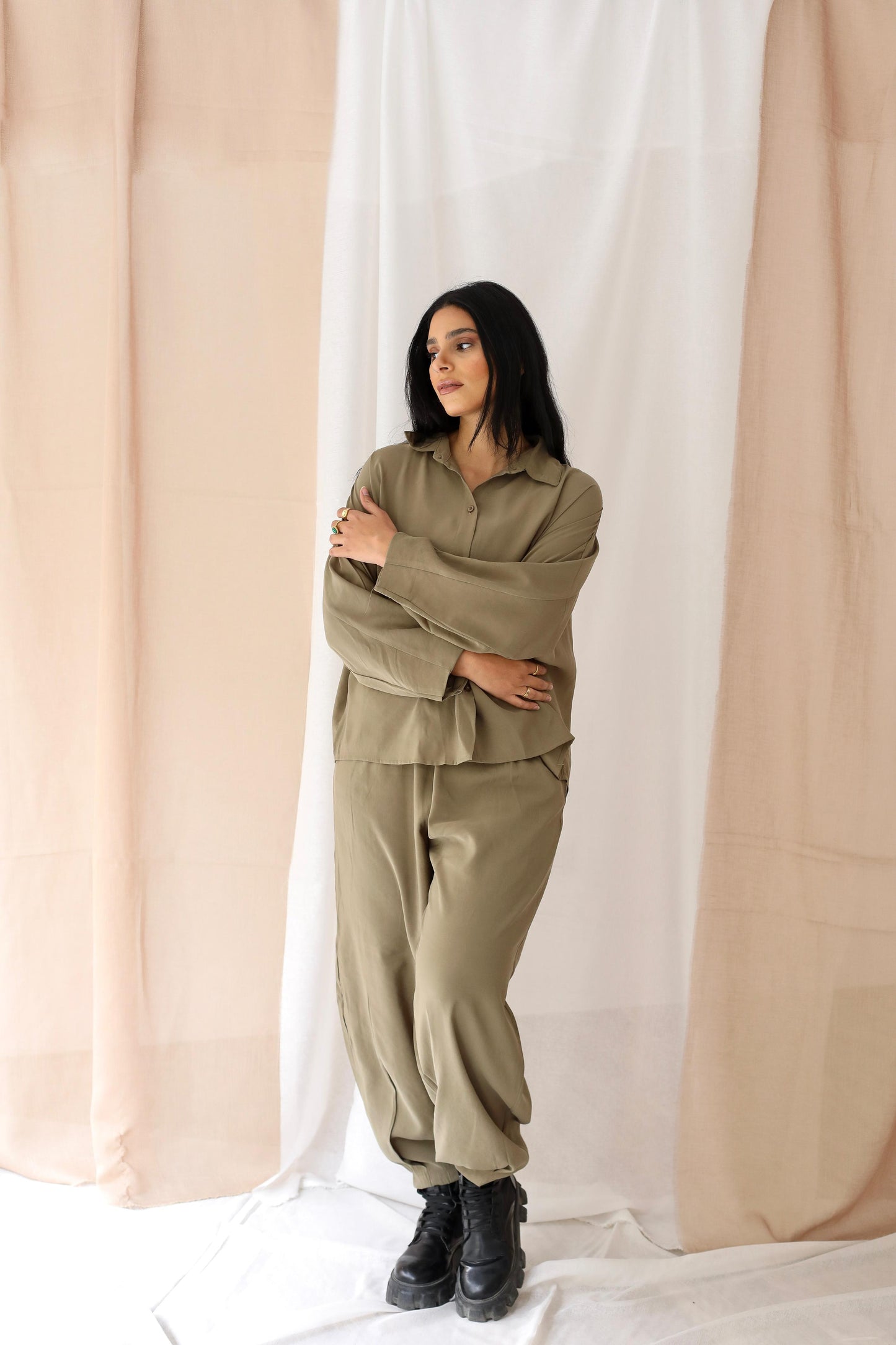 Minimalist Luxe Relaxed Set-oversized- Olive