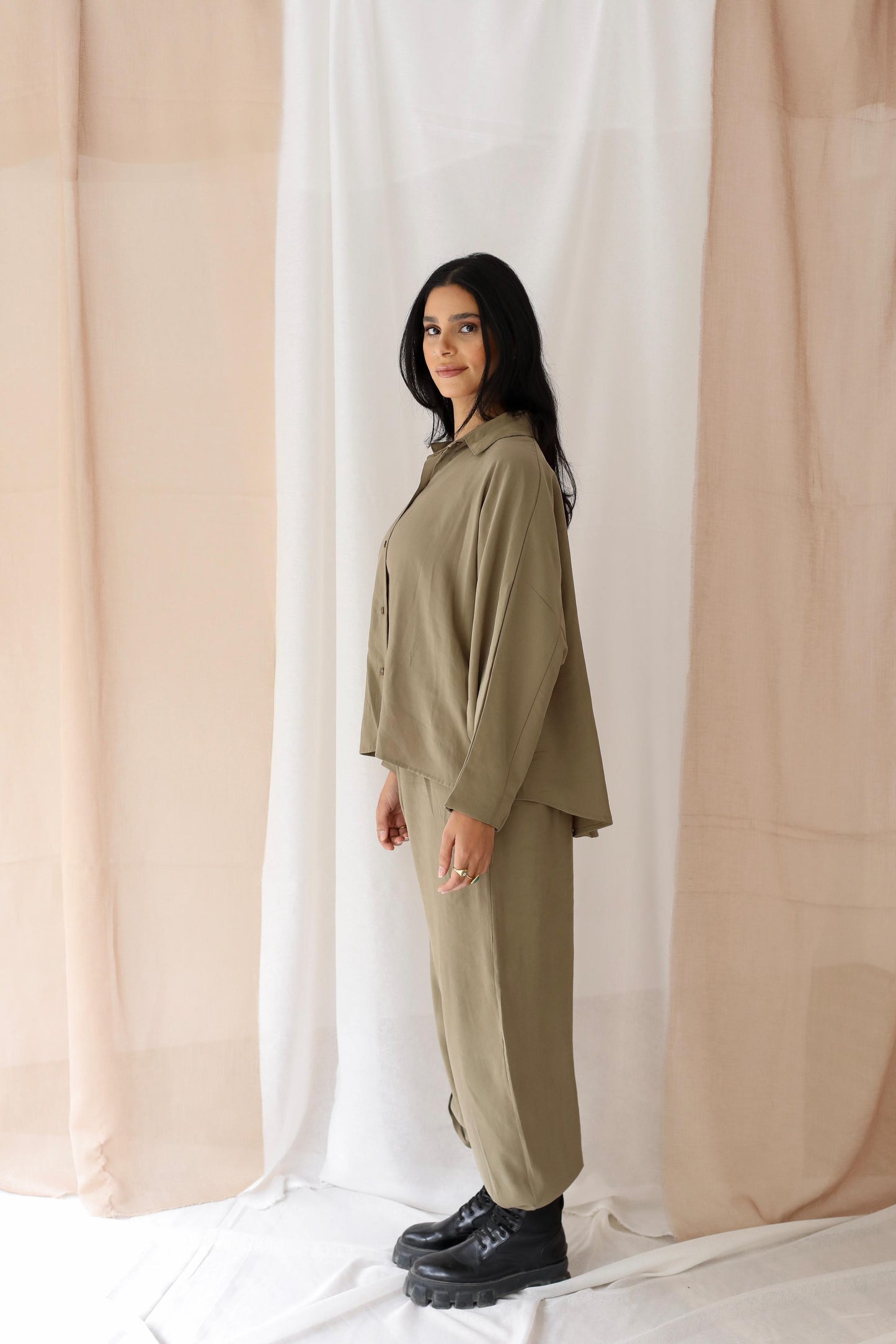 Minimalist Luxe Relaxed Set-oversized- Olive
