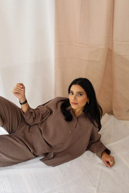 Minimalist Luxe Relaxed Set-oversized- Brown