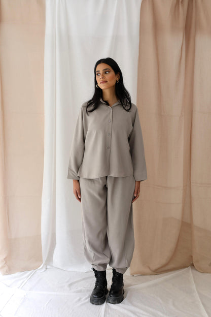 Minimalist Luxe Relaxed Set-oversized- Grey