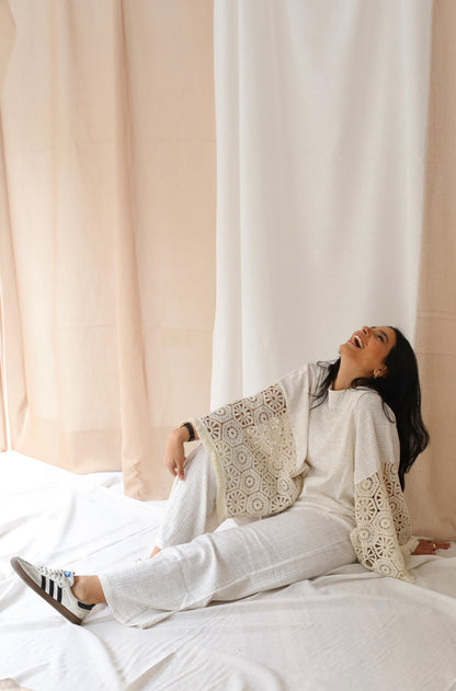 Moonlit Lace Set embroidered -off white