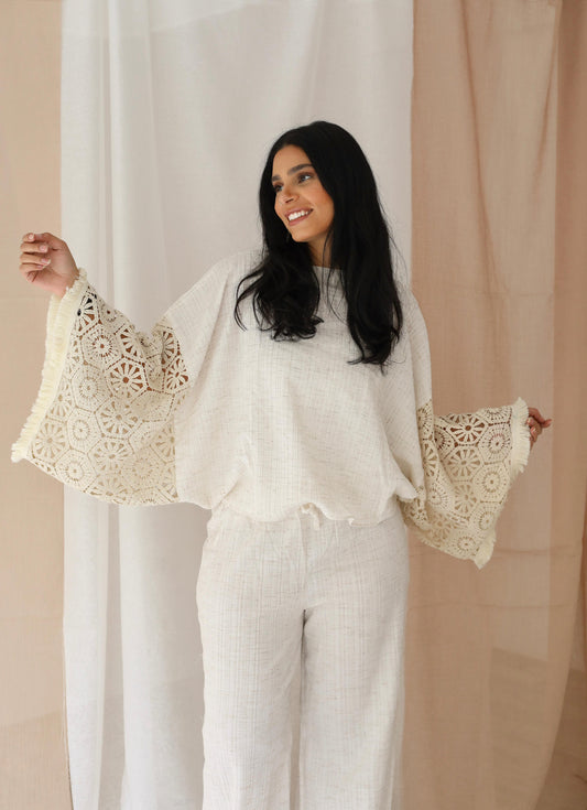 Moonlit Lace Set embroidered -off white