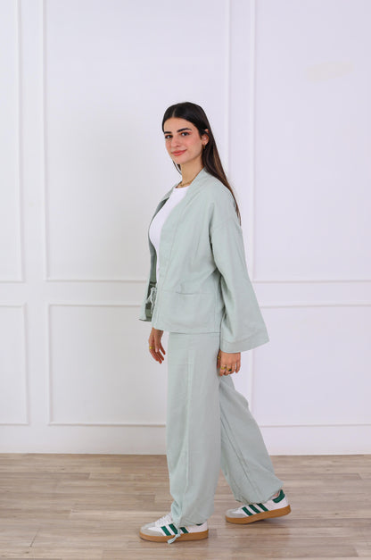 Blush Linen Luxe Set- olive
