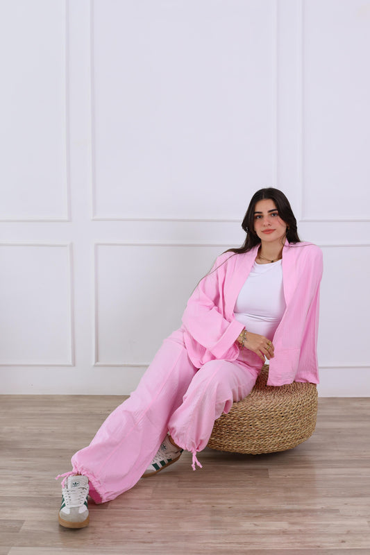 Blush Linen Luxe Set- baby pink