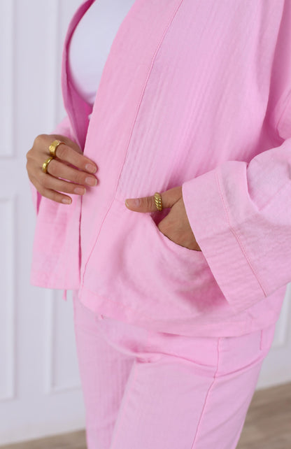 Blush Linen Luxe Set- baby pink