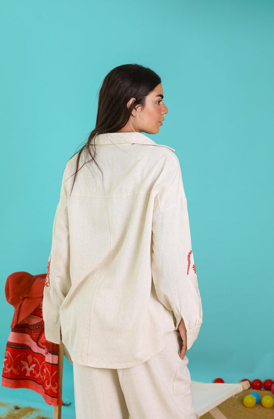 Tiger Embroidered lining shirt