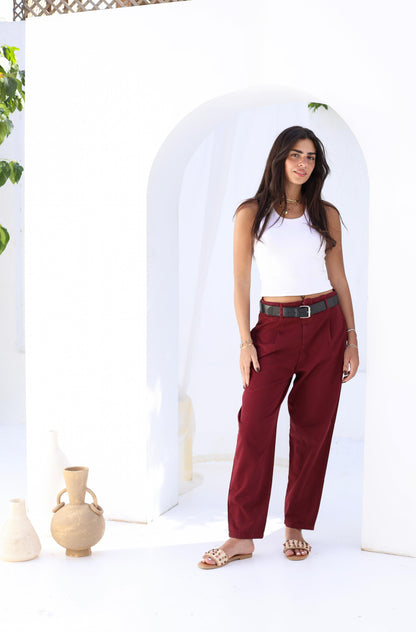 Palm Gabardine Trousers with black belt