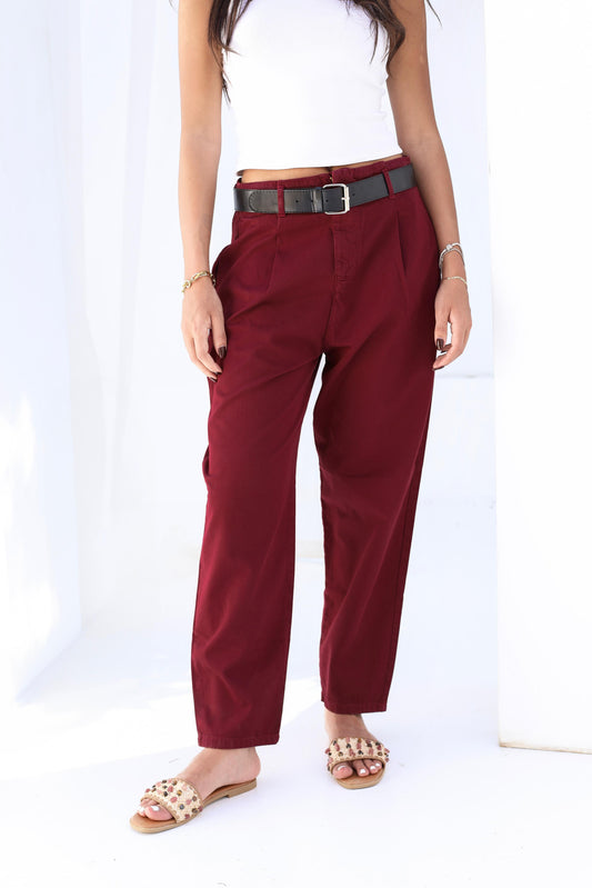 Palm Gabardine Trousers with black belt