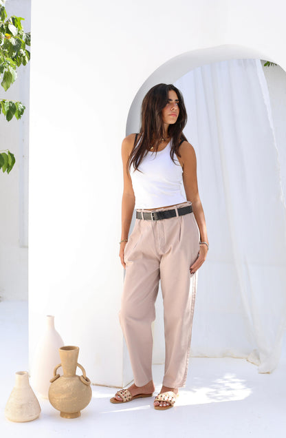 Palm Gabardine Trousers with black belt