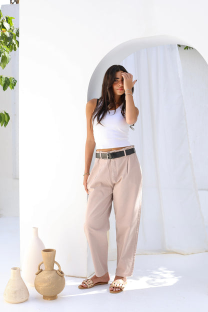 Palm Gabardine Trousers with black belt
