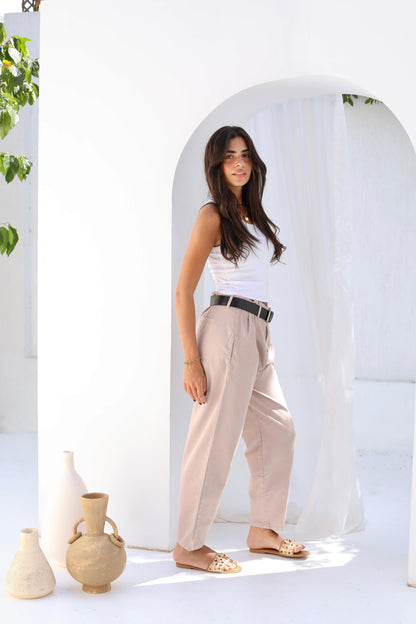 Palm Gabardine Trousers with black belt