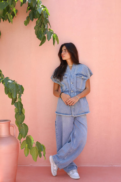 Pearla Denim Sleeveless Jacket