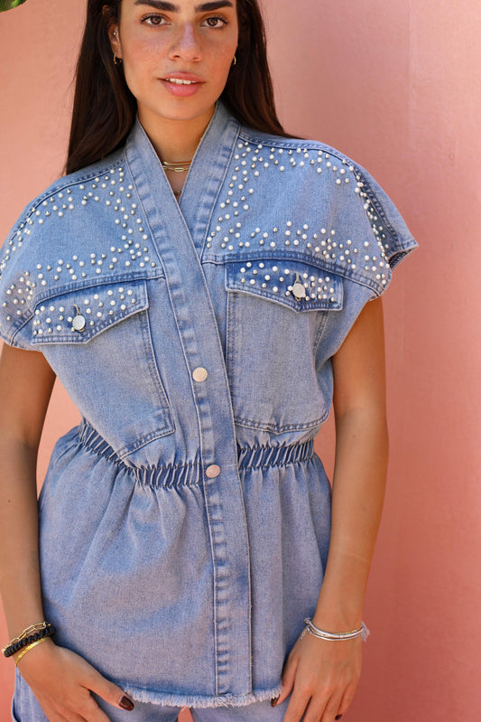 Pearla Denim Sleeveless Jacket