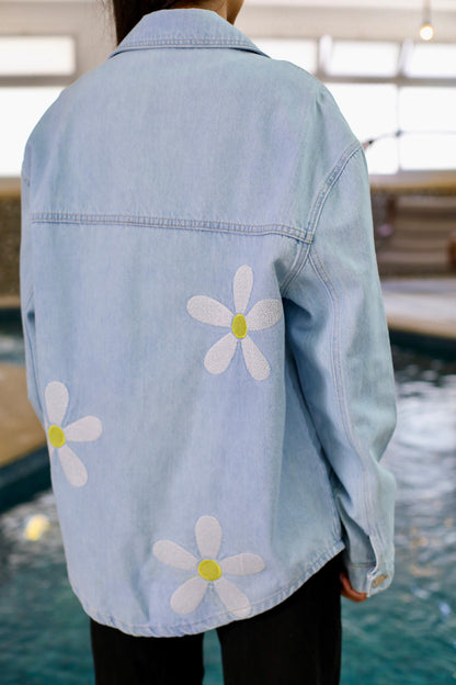 Golden Bloom – Embroidered Denim Jacket