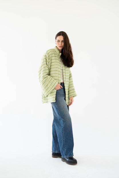 Meadow Stripes Jacket-Women-Green