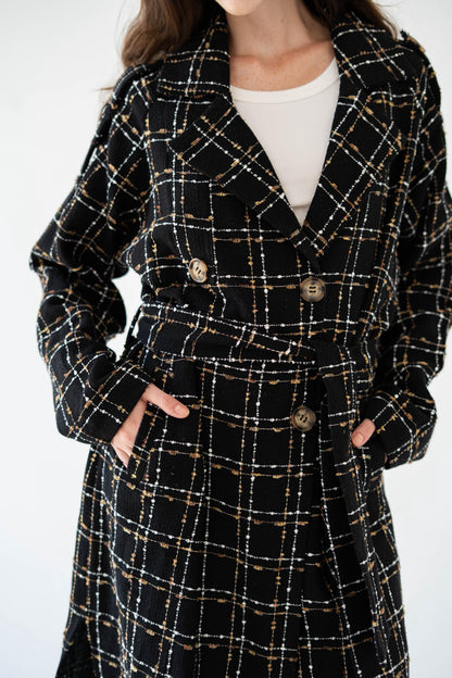 Cozy Check Coat -Black-Women