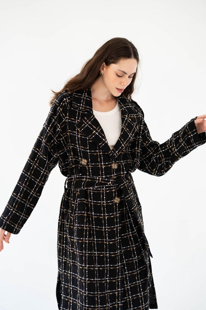 Cozy Check Coat -Black-Women