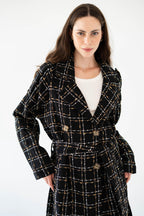 Cozy Check Coat -Black-Women