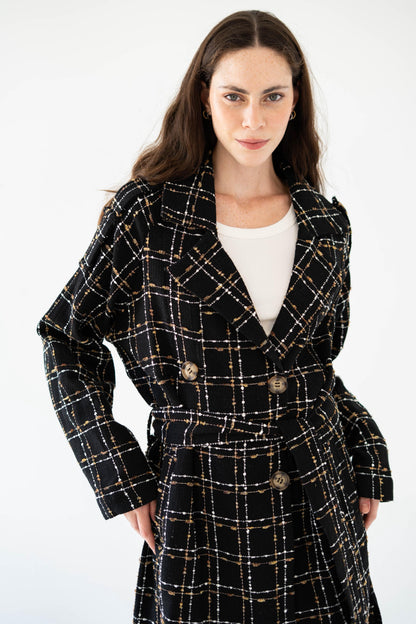 Cozy Check Coat -Black-Women