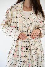 Cozy Check Coat -White-Women